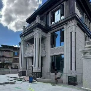 湘潭 别墅干挂，芝麻白与芝麻黑完美配合