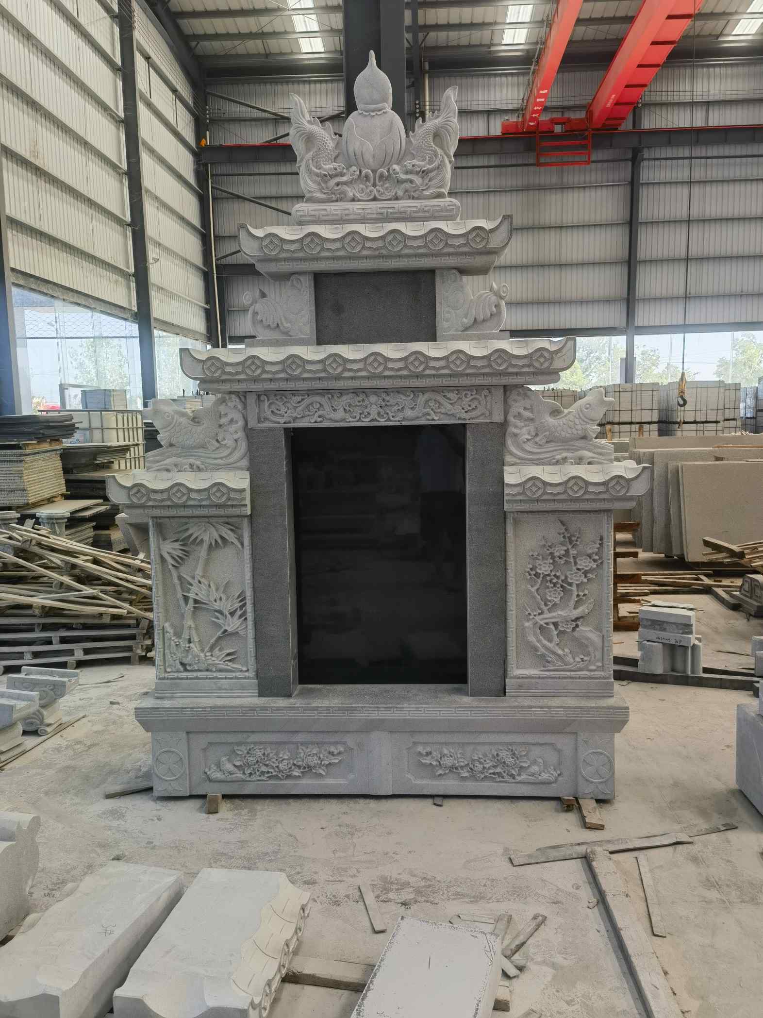 湘潭 芝麻灰高档墓碑、土墓，一套也支持定做